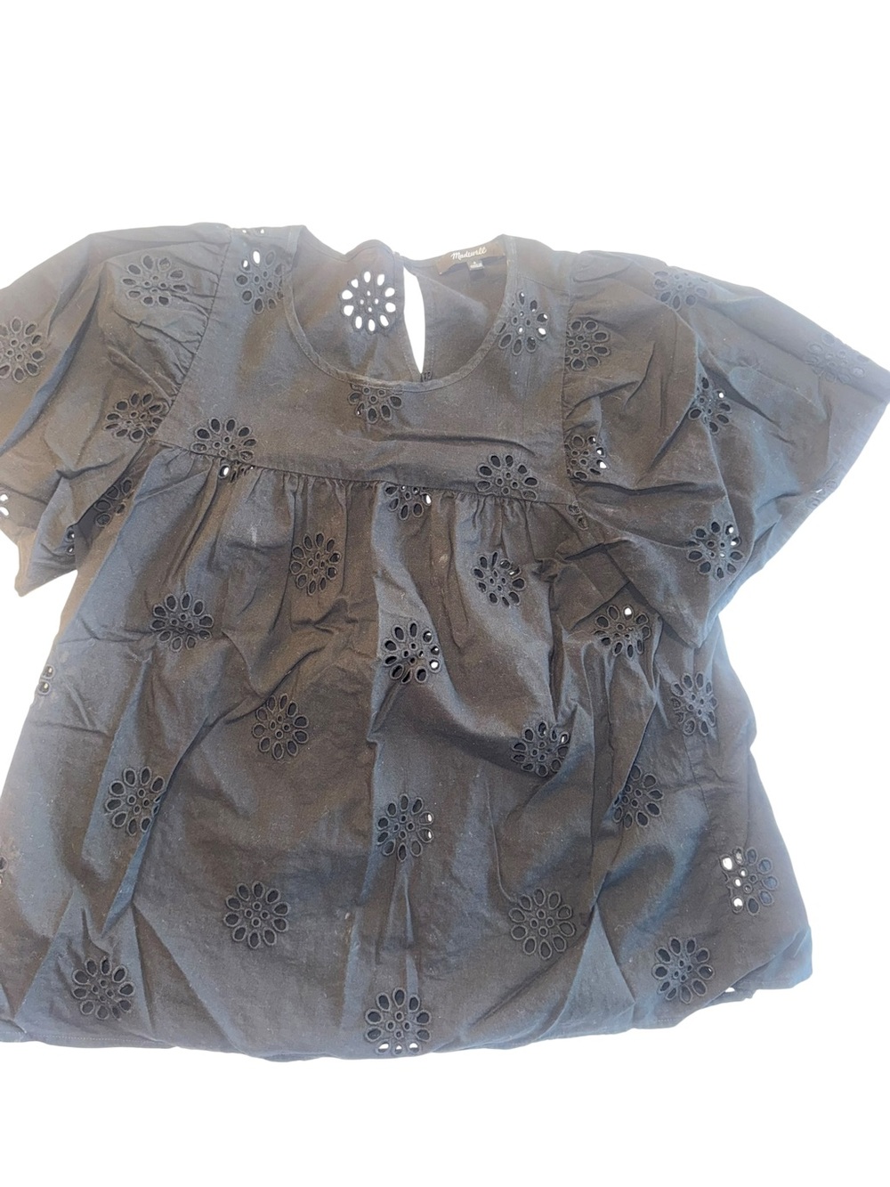 Madewell Black Eyelet Flutter-Sleeve Blouse - Kids - Picture 2 of 5